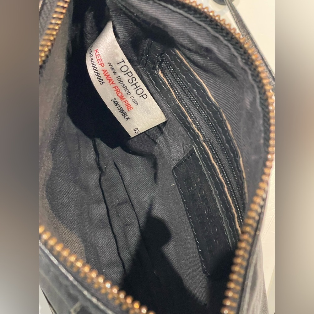 Black Topshop Real Leather Basket Weave Crossbody/Shoulder Bag/Purse with Tassel - Picture 8 of 11